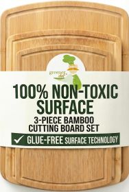 Luxury Bamboo Cutting Board Set of 3 with Glue-Free Surface Technology - Extra Spacious Wood Cutting Boards for Kitchen and XL Chopping Board Set