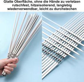Stainless Steel 13.2" Long Flat Barbecue Skewers,20PCS/40PCS BBQ Kebab Skewers with Portable Metal Storage Tube